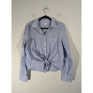 J. Crew Factory Blue and White Striped Button Down Shirt
